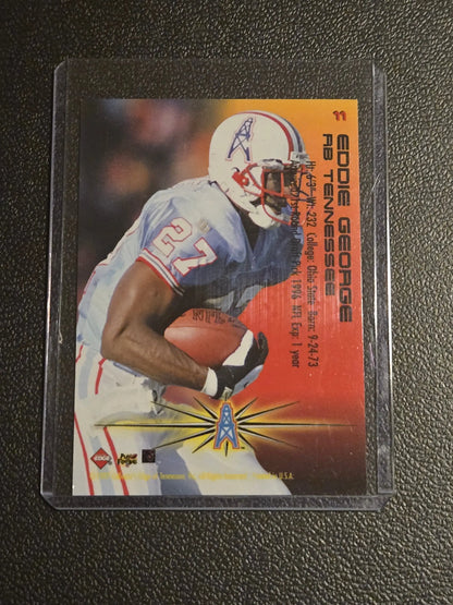 Football trading card of Eddie George Fury in plastic sleeve from 1997 Collector’s Edge Extreme