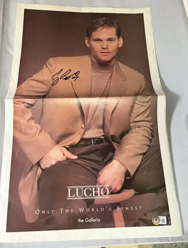 Autographed Lucho advertisement poster from Craig Biggio signed Astros Houston collection
