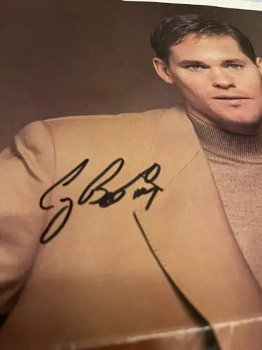Autographed portrait of Craig Biggio in turtleneck and blazer for Biggio signed Astros