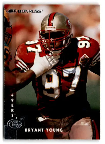 1997 Donruss #190 Bryant Young football card in near mint condition, original gloss, 49ers