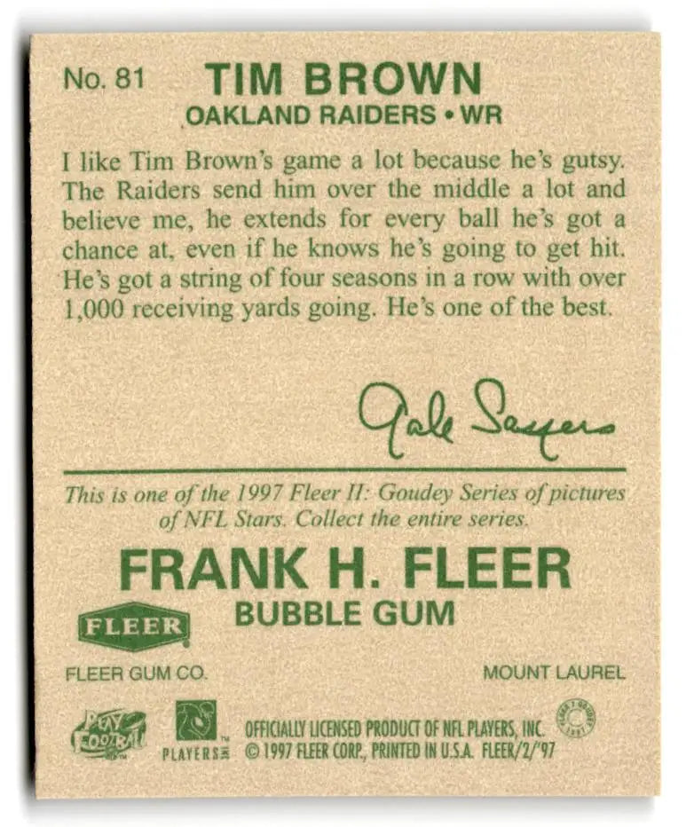 1997 Fleer Goudey II #81 Tim Brown - Trading Cards