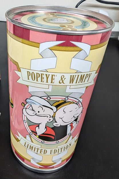 Limited edition Popeye & Wimpy decorative tin can for pocket watch collectible