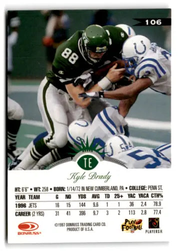 Kyle Brady football card 1997 Leaf #106 original gloss NY Jets Simply Sandoval