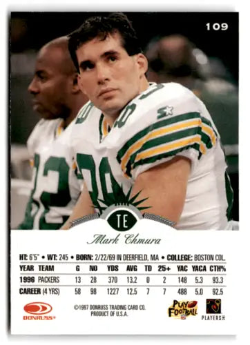 1997 Leaf #109 Mark Chmura NM-MT Packers card with original gloss from Simply Sandoval