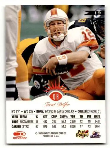 Trent Dilfer Tampa Bay Buccaneers football card with original gloss from 1997 Leaf