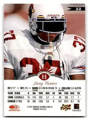 Larry Centers 1997 Leaf #22 trading card featuring the football star’s iconic image