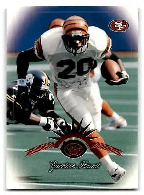 Garrison Hearst in action on a 1997 Leaf trading card showcasing his football skills