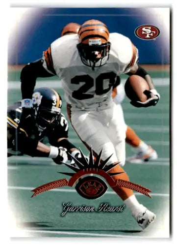 Football player Garrison Hearst in action on 1997 Leaf #24 original gloss mint 49ers card