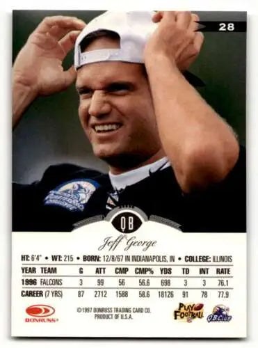 Jeff George Oakland Raiders football card with original gloss from 1997 Leaf #28