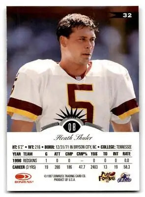Heath Shuler football card from the 1997 Leaf trading cards collection