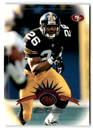 Rod Woodson football card featuring original gloss in Near Mint condition for 49ers fans
