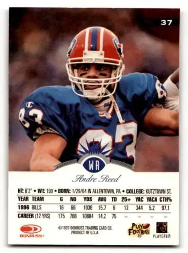 1997 Leaf #37 Andre Reed Buffalo Bills Football Card NM Original Gloss Condition