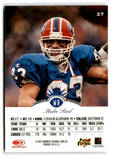 1997 Leaf #37 Andre Reed Football Card with original gloss in near mint condition Bills
