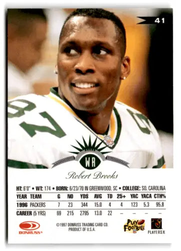 Robert Brooks football card featuring original gloss from the 1997 Leaf set