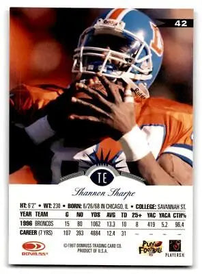 Shannon Sharpe football card from 1997 Leaf #42, a must-have for trading cards collectors