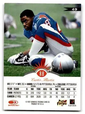 Curtis Martin trading card from the 1997 Leaf #49 collection, perfect for collectors