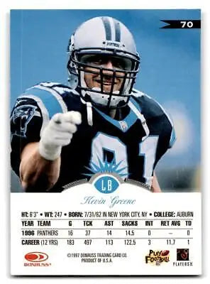 Kevin Greene trading card from the 1997 Leaf #70 set, featuring a legendary football player