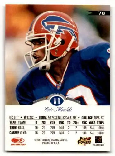 1997 Leaf #78 Eric Moulds Buffalo Bills Football Card with original gloss in near mint condition