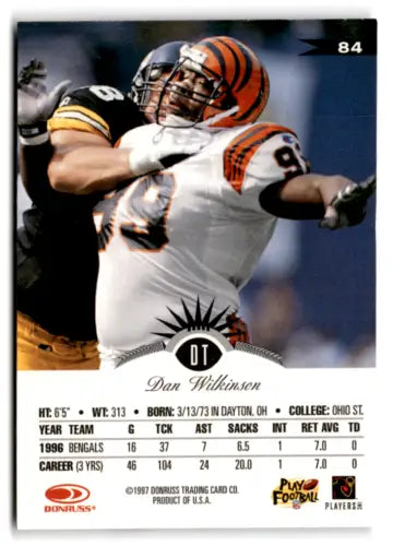 1997 Leaf #84 Dan Wilkinson NM-MT Bengals trading card with original gloss from Simply Sandoval