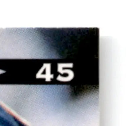 Close-up of a card featuring number 45 on a black banner from Leaf Bobby Engram Chicago Bears