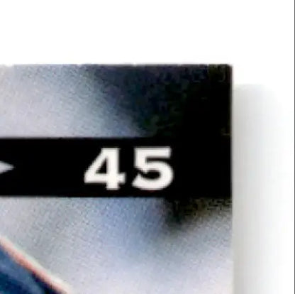 Close-up of a card featuring number 45 on a black banner from Leaf Bobby Engram Chicago Bears