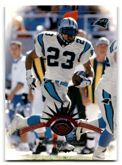 Leaf football Anthony Johnson football card in Carolina Panthers uniform