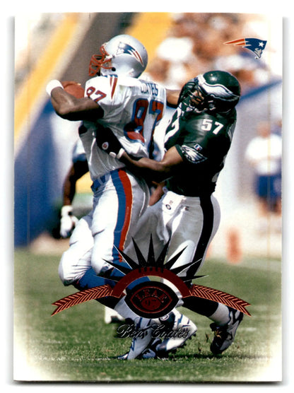 Vintage Leaf Football Ben featuring Ben Coates New England Patriots trading card with Eagles tackle