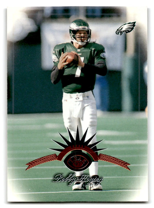 Football trading card featuring Bobby Hoying in Eagles uniform from 1997 Leaf Football series