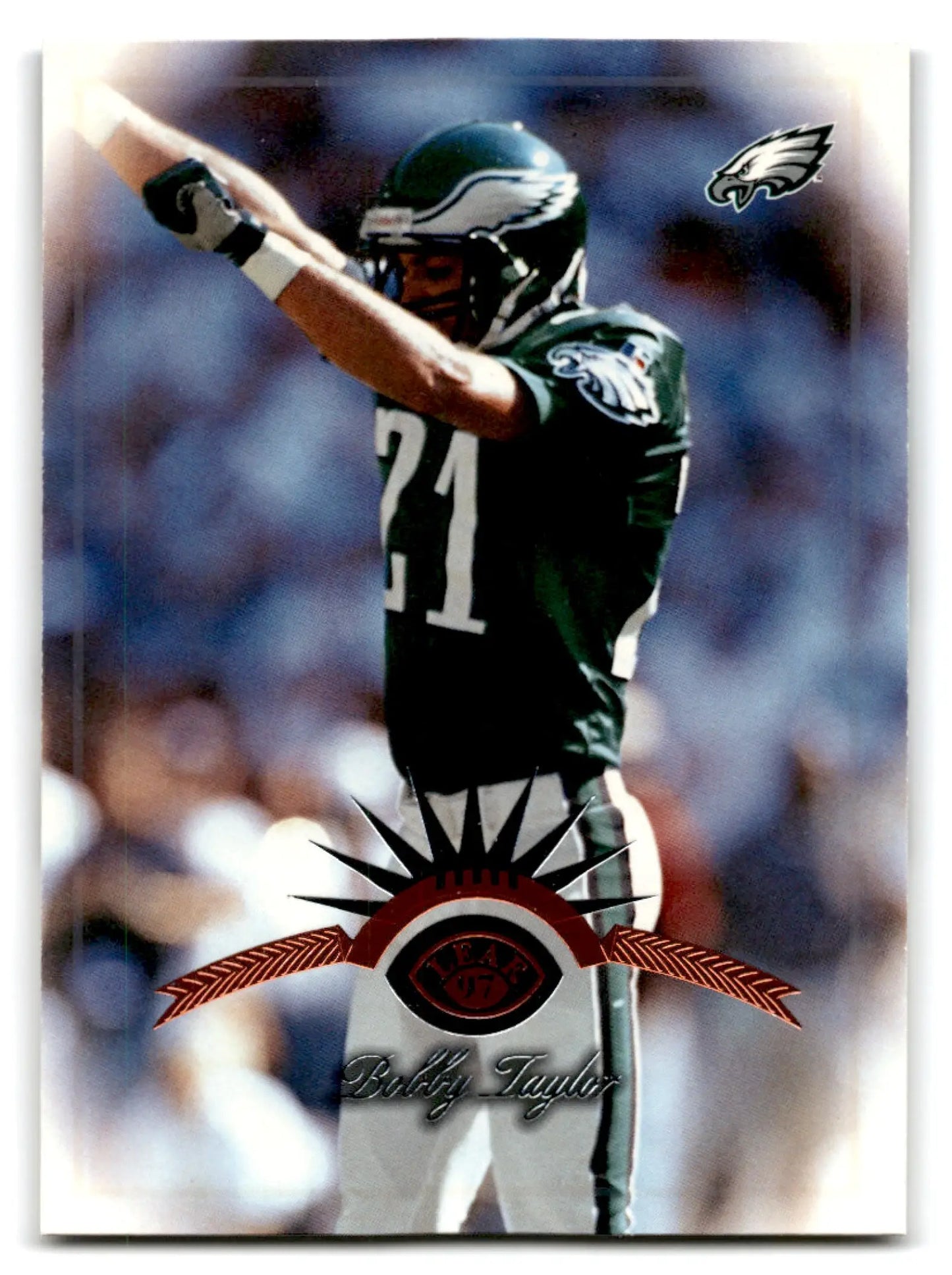 Philadelphia Eagles football trading card featuring Bobby Taylor from 1997 Leaf Football