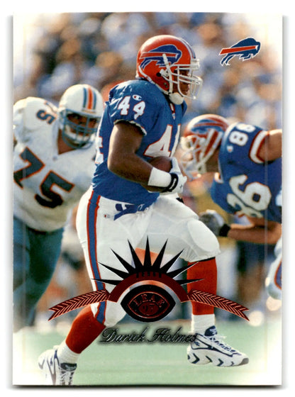 Vintage NFL trading card featuring Darick Holmes in blue uniform with football for leaf football darick collection