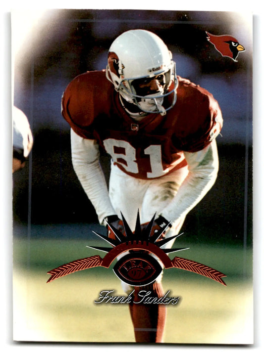 Vintage Leaf Football Frank Sanders trading card featuring Arizona Cardinals uniform