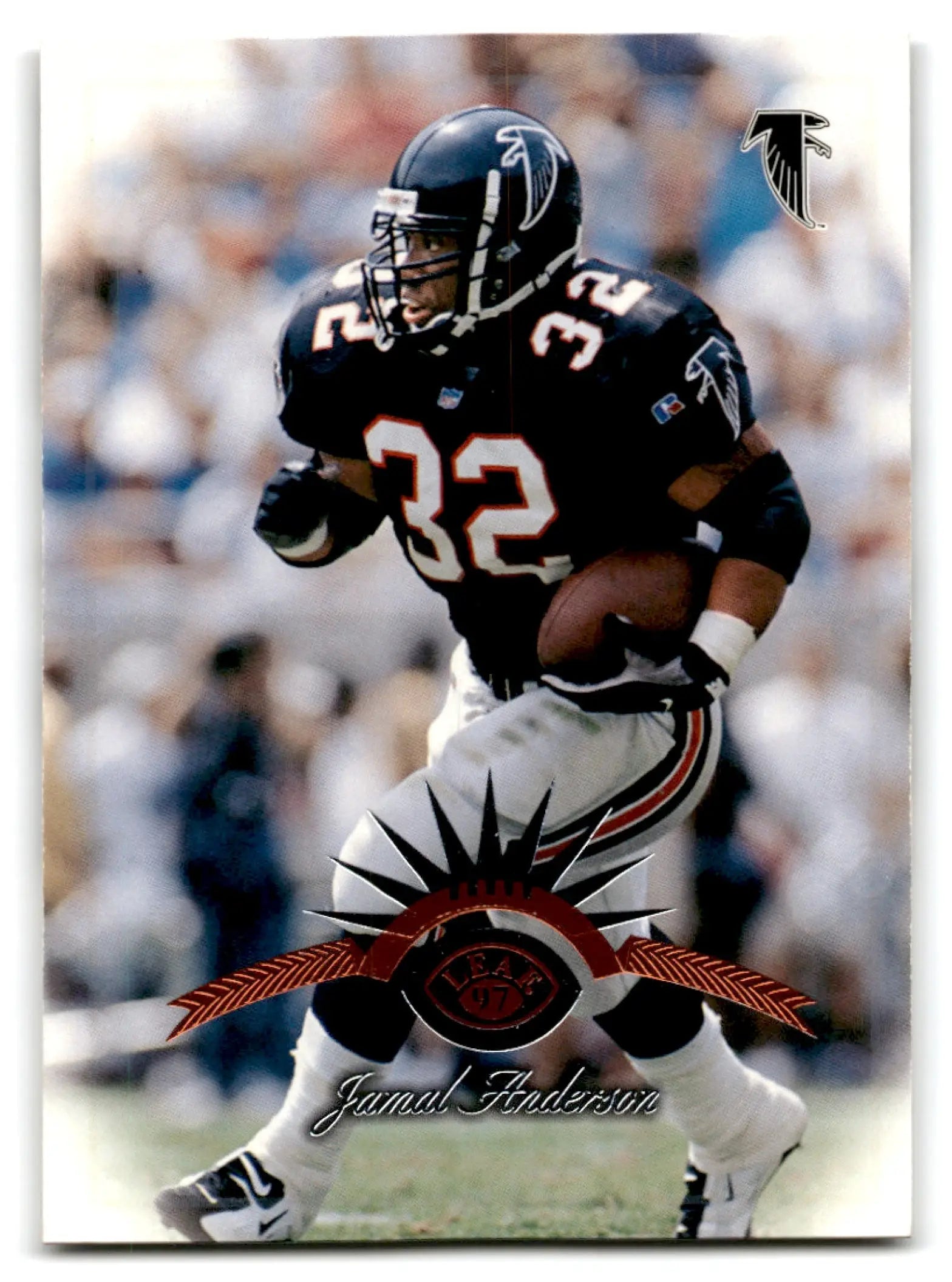 1996 Leaf Certified football card of Jamal Anderson number 32 in Atlanta Falcons uniform