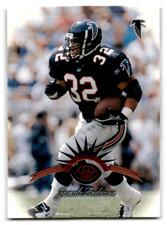 1996 Leaf Certified football card of Jamal Anderson number 32 in Atlanta Falcons uniform