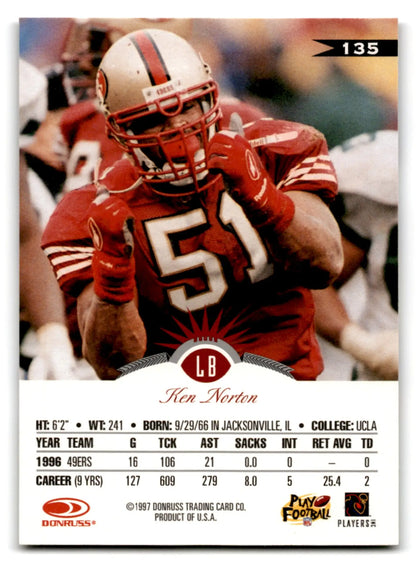 1997 Leaf Football Ken Norton Jr San Francisco 49ers trading card alt text