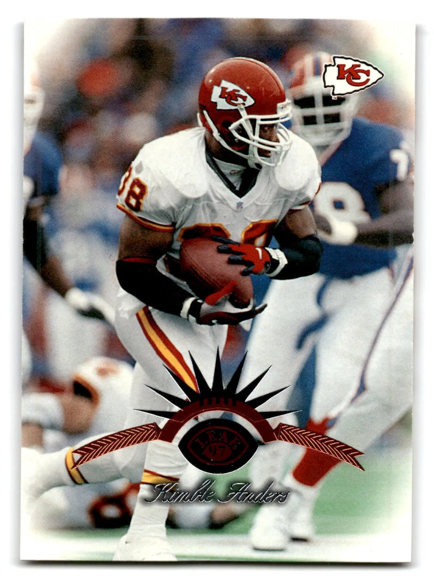 Kansas City Chiefs football card featuring Kimble Anders in uniform holding a football