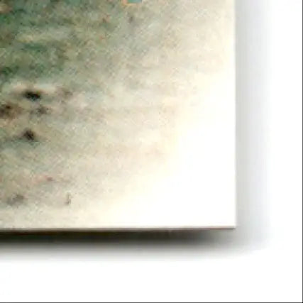 Corner of textured canvas print featuring green, brown, and white abstract design with leaf football robert and football robert brooks for Green Bay Packers