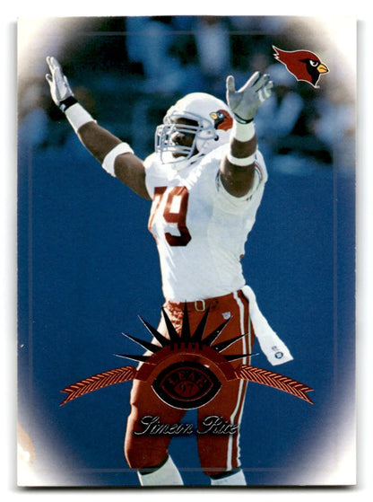 Football Simeon Rice celebrating in white and red uniform, Leaf Football Simeon Rice #74