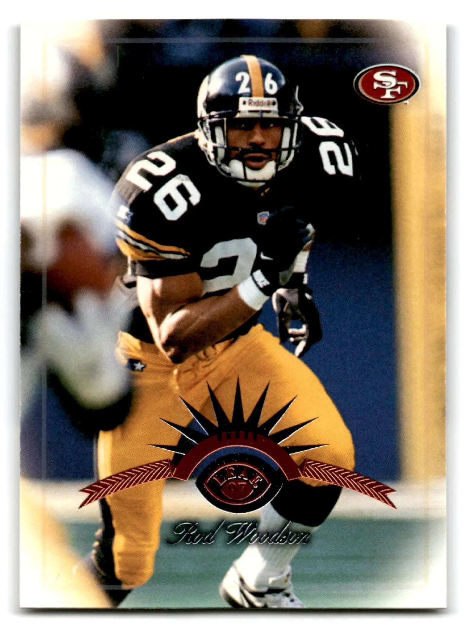 1997 Leaf Rod Woodson football card featuring Pittsburgh Steelers player