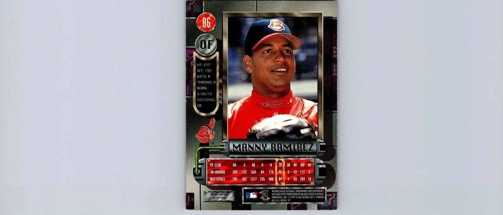 Manny Ramirez 1997 Metal Universe #86 trading card for collectors and fans