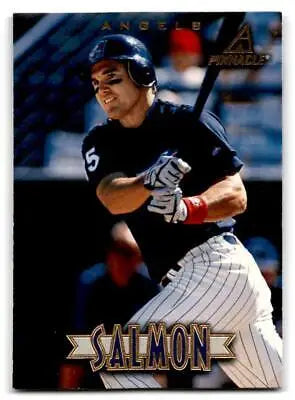 Baseball card featuring Jim Edmonds from the 1997 New Pinnacle Tim Salmon set