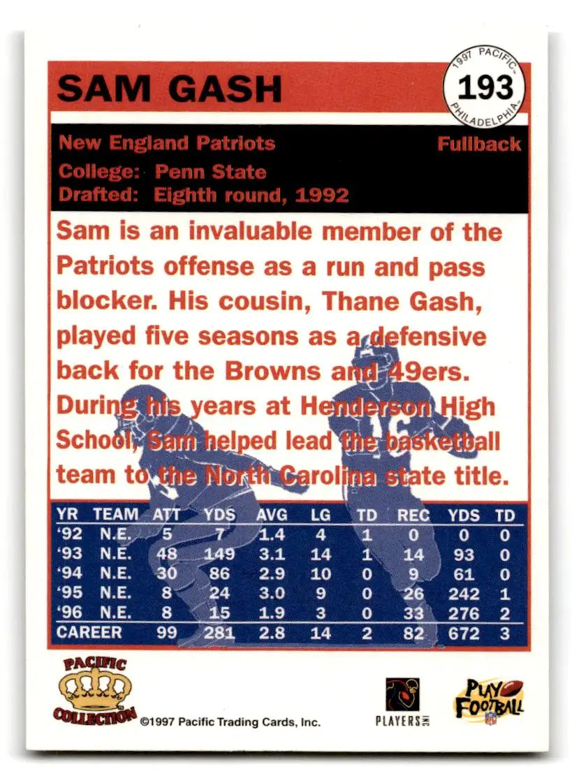 1997 Pacific Philadelphia #193 Sam Gash - Trading Card