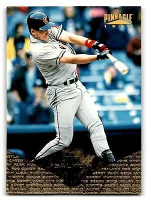 Tim Salmon swinging bat on 1997 Pinnacle #53 Baseball trading card