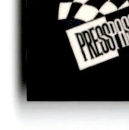 Black press pass racing document with white checkerboard pattern and PRESS label
