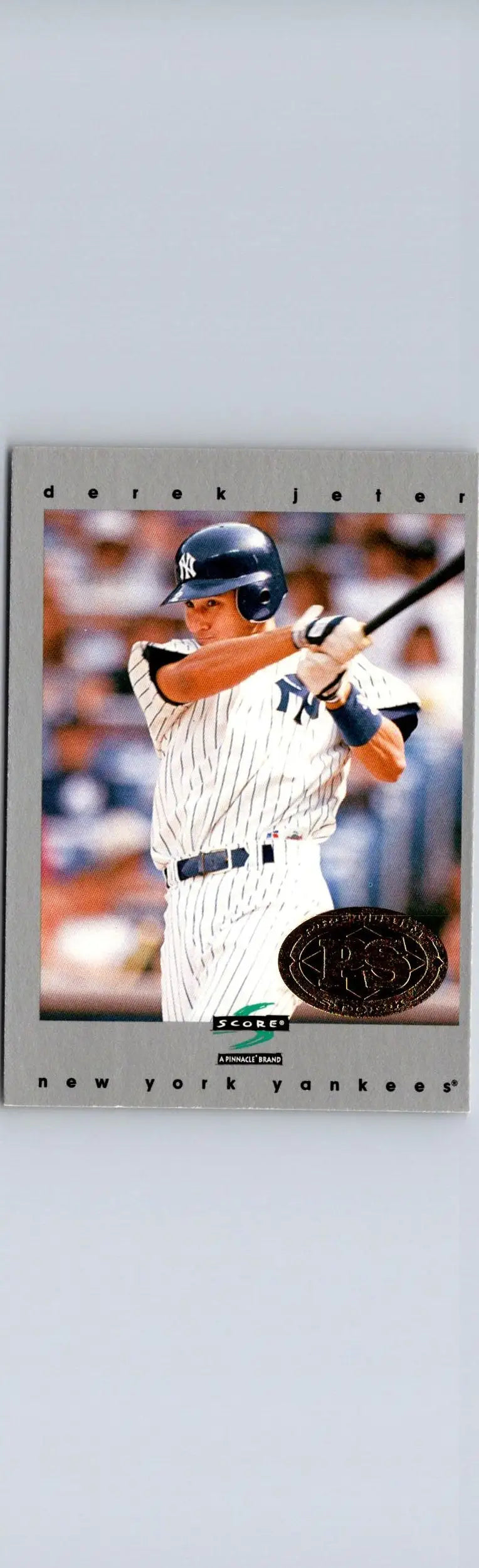 Baseball trading card featuring Derek Jeter in batting stance from 1997 Score #35