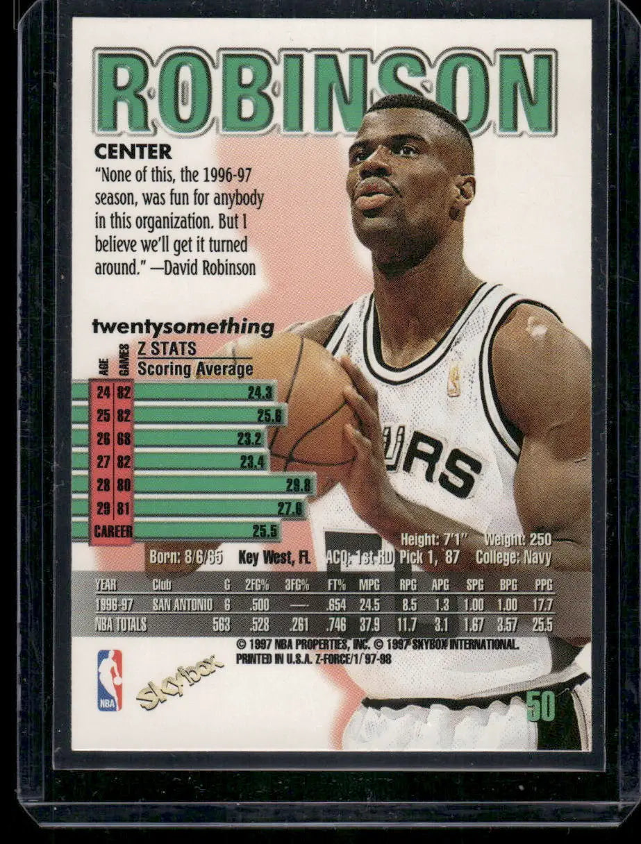 1997 SkyBox Z-Force David Robinson #50 Basketball - Basketball Card