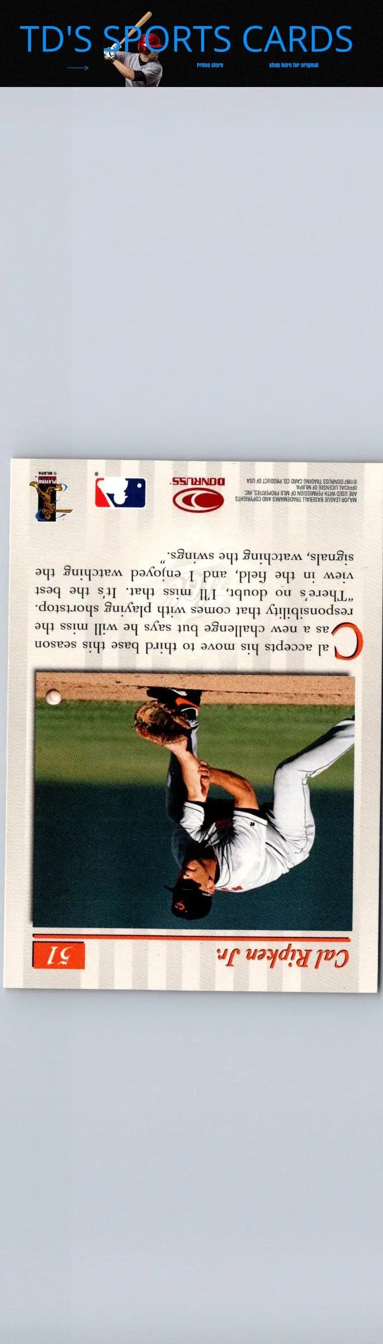 Vintage 1997 Studio #51 Cal Ripken Jr. baseball card for collectors