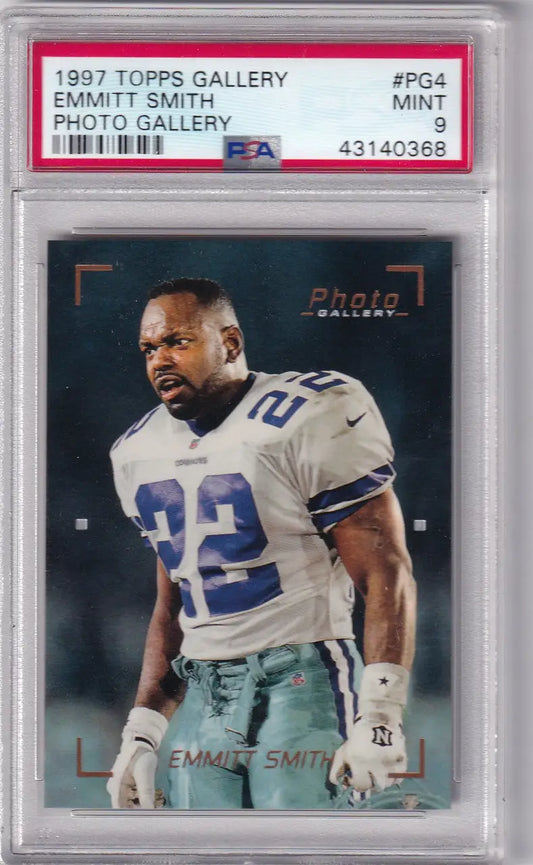 Graded 1997 Topps Gallery PSA 9 PG4 Emmitt Smith Dallas Cowboys football card