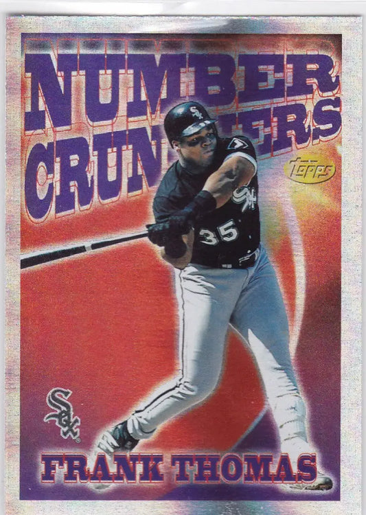 1997 Topps SB2 Frank Thomas Number Crunchers baseball card featuring White Sox star