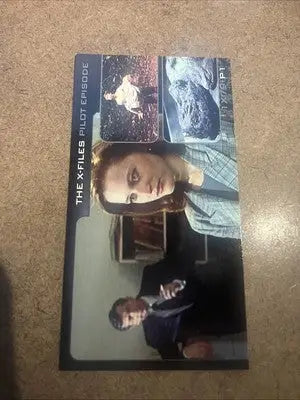 The X-Files trading card from 1997 Topps Widevision promo card collection featuring Duchovny and Anderson