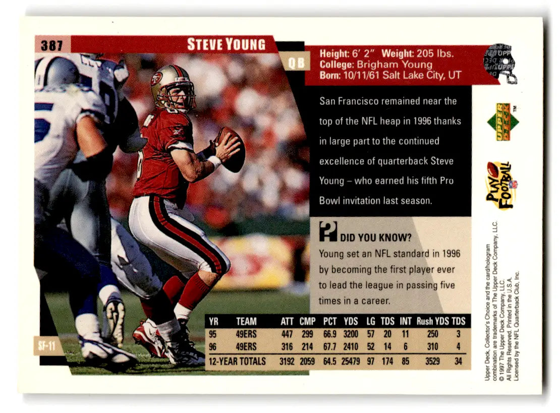 1997 Upper Deck Collector’s Choice Football Steve Young #387 original gloss trading card